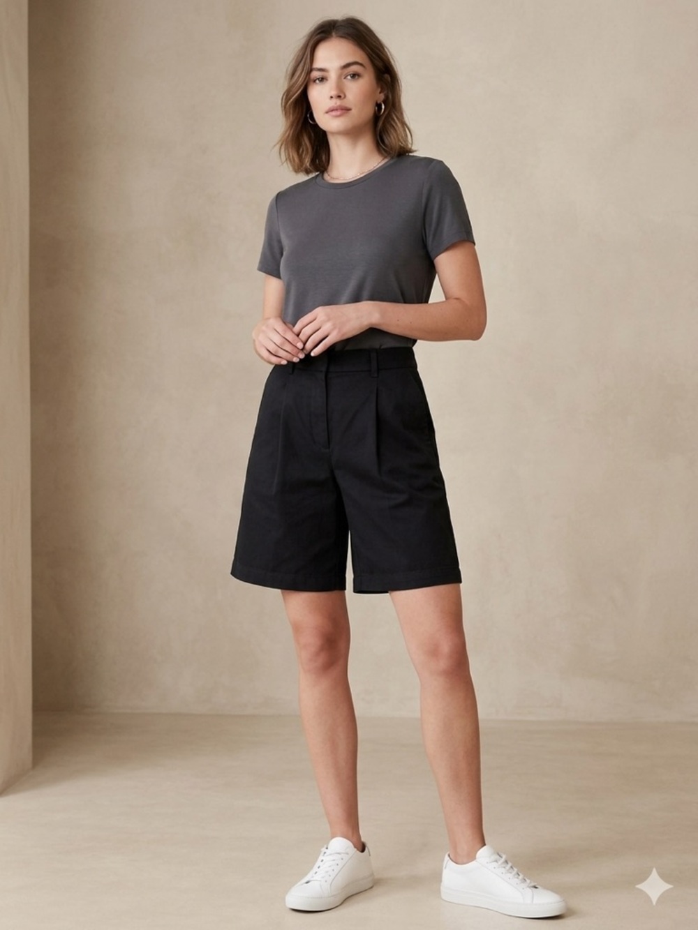 BROOKS BROTHERS BLACK HIGH-RISE PLEATED BERMUDA SHORTS SIZE 8